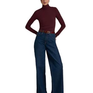 Camiseta de Cuello Alto Ajustada de Manga Larga con Logo Personalizado de Calidad Premium al por Mayor para Mujer, 95% Algodón 5% Tejido Liso Teñido - Product Image 6