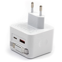 Vente en gros - Chargeur rapide GaN 40W - Câble USB-A vers USB-C rétractable de 70 cm - Adaptateur de charge pliable avec prise américaine - Pour téléphone et tablette