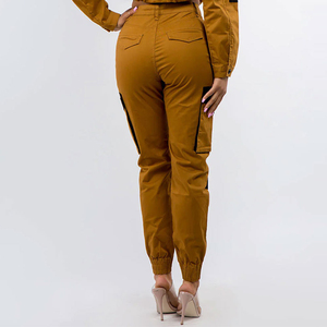 ชุดเสื้อครอปยืด + กางเกงคาร์โก้ ชุดเดนิมเข้าชุดสำหรับผู้หญิง ชุดเซ็ต 2 ชิ้น กางเกงยีนส์คาร์โก้สำหรับผู้หญิง - Product Image 6