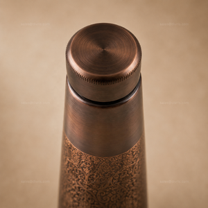 Botella de Agua de Cobre Ecológica, Rústica, Lujosa y Clásica de Divris, 1000 ml, Reutilizable para Viajes, con Diseño de Patrón Intrincado - Product Image 6