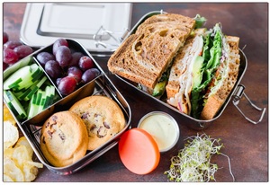 Double Layer Stainless Steel Rectangular Lunch Box with Three Sections Top Layer <b>for</b> Food & Kitchen Storage - Product Image 3