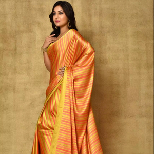 Elegant Heavy Satin Printed Premium Designer Collection Saree Japan Collection de Grootinn para el verano - Product Image 1