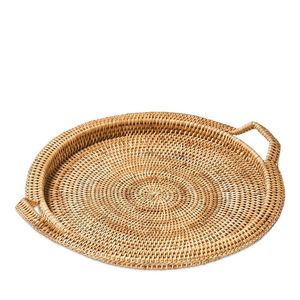 Plateau de service en bois de bambou de forme arrondie avec poignée, plateau de service en bois de bambou de Style Unique pour la maison, l'hôtel, le Restaurant, article de table - Product Image 4