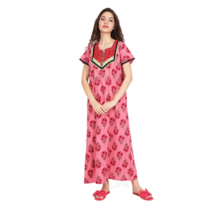 Vestido de noche largo de algodón 100% para mujer, suministro directo de fábrica, ropa de dormir de calidad superior, lavable a máquina para uso doméstico para primavera - Product Image 1