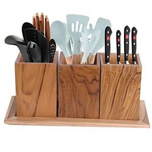 Repose-cuillère en bois naturel de style classique, écologique, pour utilisation sur cuisinière, compatible lave-vaisselle - Product Image 2