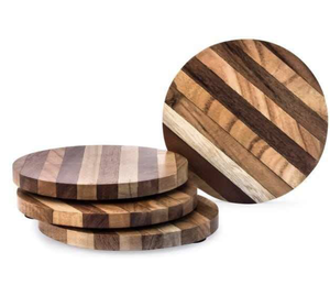 Tayyab Handicraft's Customizable Rustic Round Wine <b>Coaster</b> Personalized Classic Wooden Mat for Weddings - Product Image 3