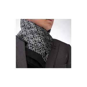 <b>Black</b> Double Sided <b>Scarf</b> with Silver Shawl Pattern - Product Image 1