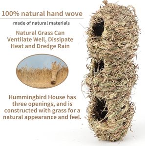 Bluebird Houses Outdoor Hanging Grass Birdhouses avec 3 trous Pocket Songbird Rosting Hut Shelter for Backyard Birding - Product Image 3