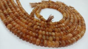 Perles de pierres précieuses en pierre de soleil jaune naturelle, rondes, lisses, 8 mm, vendues par brin, 8 pouces de long, pour la fabrication de bijoux - Product Image 2