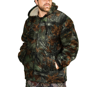 เสื้อแจ็คเก็ตผู้ชายลายพรางหนัก พร้อมซับในขนเชอร์ปา ลายใบโอ๊คป่าหนา ซิปเต็มตัว เสื้อโค้ทกันหนาวมีฮู้ดสำหรับกิจกรรมกลางแจ้ง - Product Image 2