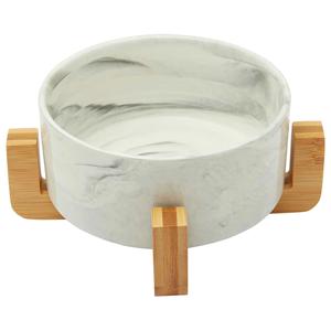 American Marble Bowl With Wooden Stand Tabletop Decorative Serving Bowl For Home Hotel Restaurants Cafe <b>Table</b> Top Marble Bowl - Product Image 1