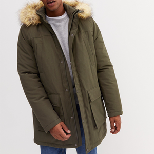 Veste parka matelassée à col montant en toile pour homme d'hiver, respirante, style streetwear, coupe ajustée, best-seller - Product Image 1