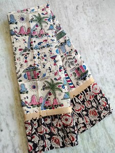 KALAMKARI NELLORE SOIE JARI BORDER SAREES AVEC BLOUSE - Product Image 3