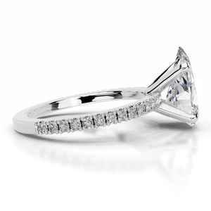 Anillo de compromiso de diamante de moissanita de corte de pera clásico con diseño de banda de pavé elegante joyería de moda elegante - Product Image 2