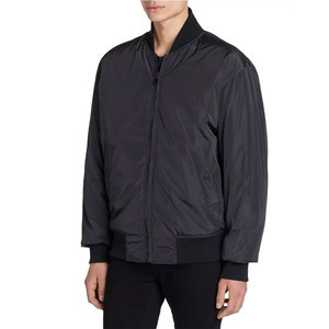 Chaqueta de bombardero lisa con cremallera de poliéster y seda de material satinado para hombre al por mayor de invierno ligera - Product Image 3