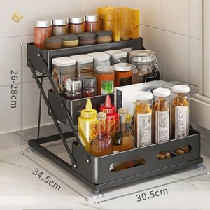 Porte-épices mural et étagère de cuisine Trendy New Arrival Grande taille Couleur noire Fer fait main Supports d'organisation d'épices - Product Image 4