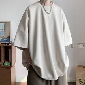 T-shirt surdimensionné en coton épais 250g pour hommes T-shirt uni vierge de haute qualité à motif uni de grande taille avec impression 3D personnalisée - Product Image 2