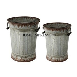 Galvanized <b>Planter</b> Set 3 Different Sizes Custom Shape Durable <b>Garden</b> Accessories Flower <b>Planters</b> Pots for Artificial Flower Best - Product Image 4