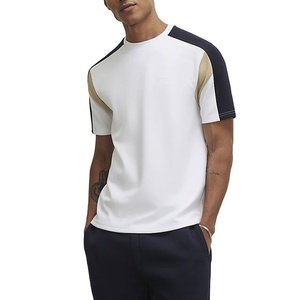 T-shirt long en coton tricoté 180 g/m² de haute qualité, motif à panneaux, coupe estivale, respirant, anti-boulochage, vierge - Product Image 2