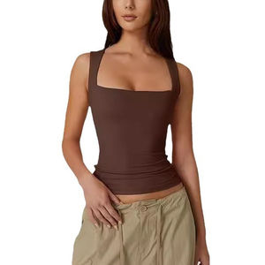 Camisetas sin Mangas de Doble Capa con Cuello Cuadrado para Mujer, Camisetas Básicas Ajustadas 2026 - Product Image 1