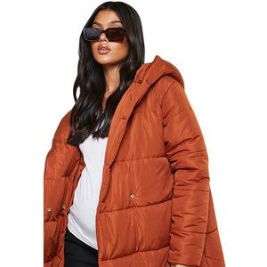 Vestes longues personnalisées OEM en gros pour femmes grandes tailles, avec capuche et multiples poches, pour l'hiver, design uni - Product Image 5