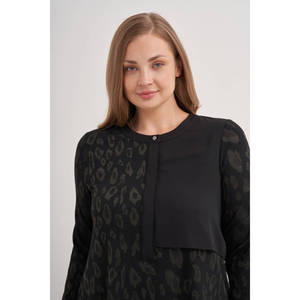 Chemise en tricot à imprimé léopard - Haut d'hiver décontracté à manches courtes - Khaki - Product Image 4