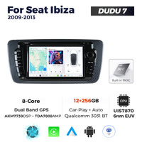 DUDUAUTO DUDU7 Autoradio multimédia Android pour voiture, autoradio GPS, navigation, Car-play, unité principale pour Seat Ibiza 7 pouces 2009 - 2013
