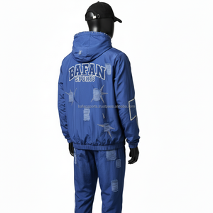 Survêtement coupe-vent 210 GSM Tissu polyester durable Couleur bleue Logo personnalisé Broderie Transfert de chaleur Conception Ensemble coupe-vent - Product Image 4