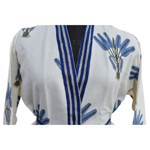 Kimono algodón waffle bata mujer verano frente abierto ropa de dormir bata playa vestido - Product Image 3