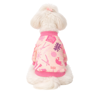 Cute Pink Printed Dog Sweatshirt with Ribbed Cuffs Soft Winter Pullover for Small Dogs Cozy Valentine's Pet Outfit - Product Image 2