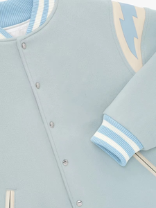 Veste universitaire bleu clair personnalisée, blouson bombardier de baseball pour hommes, vêtements de ville à la mode, uniforme universitaire, vêtements d'extérieur, vente en gros OEM ODM - Product Image 2