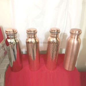 Botella de agua de metal de cobre de 1 litro con acabado azul pintado a mano para Office College o University 3X3X10 pulgadas Nueva condición - Product Image 3