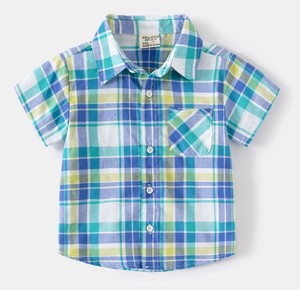 Camisa de manga corta a cuadros suave informal para niños para ropa de verano para niños Dropship - Product Image 6