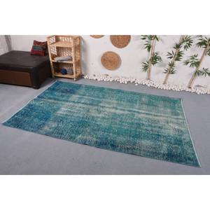 พรมขนสัตว์สีฟ้าที่ทันสมัยขนาด4.6x7.6ฟุตทำด้วยมือมีความสูงเป็นกองทำด้วยมือลายสี่เหลี่ยมปะต่อแบบนามธรรมสำหรับห้องนอนน้ำยาง - Product Image 2