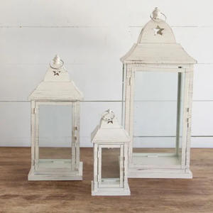 โคมไฟเชิงเทียนสไตล์นอร์ดิกในร่ม/กลางแจ้งทำด้วยมือเหล็กขาตั้งเสาแก้วตกแต่งบ้านสีขาว - Product Image 4