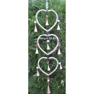 For Mango Gifts Handmade Metal <b>Crafts</b> Recycled Iron Heart for Love Wind Chime Bells Rustic for Outdoor Patio Decoration Set - Product Image 4