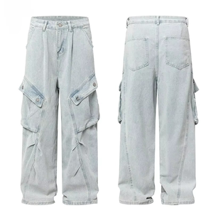 <b>Men</b> <b>Baggy</b> <b>Trousers</b> 100% Cotton Sweatpants Mid-Waist Joggers Embroidered Logo Casual Elastic Waist Side Pocket High Street Fleece - Product Image 3