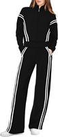 Noir épissure salon ensembles pour femmes 2025 survêtement 2 pièces tenues sweat large jambe sueur pantalon survêtement ensemble assorti