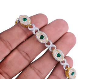 Bracelet en diamant : Bracelet cubain en argent sterling avec diamants en or rose - Product Image 3