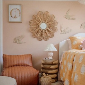 Espejos de pared de mimbre respetuosos con el medio ambiente, espejo montado en la pared de lujo, con logotipo personalizable, precio competitivo - Product Image 3