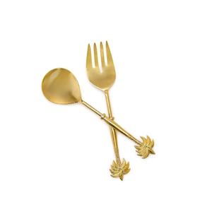 Couverts à la mode en acier et métal argenté fini or poignée de feuille décorative couverts en métal dernier style ensemble de couverts à miroir - Product Image 4