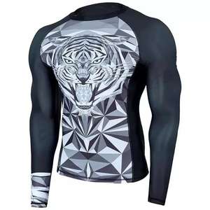 Sublimation 87% Polyester 13% Elastane <b>Mock</b> <b>Neck</b> 4-way Stretch Dual-layer Fabric Fast-drying Compression Shirts Rash Guard MMA - Product Image 1