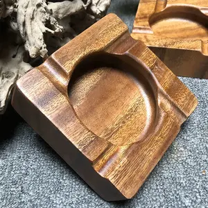 Cenicero hecho a mano de madera de mango para cigarros sólido de lujo minimalista cuadrado al aire libre bandeja de cigarrillos Cenicero rústico hecho a mano para fumar - Product Image 6
