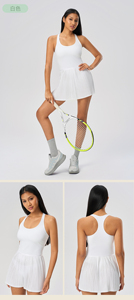 Prix d'usine Robe de golf et de tennis nue sans manches pour femmes Vêtements de sport en spandex respirant avec plis de nom d'équipe de service OEM - Product Image 5