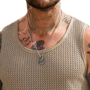 <b>Mens</b> Knitted Sleeveless Tank Top Solid Casual Summer <b>Vest</b> Lightweight Breathable Stretch Streetwear Fitness <b>Gym</b> Sports Wear - Product Image 5