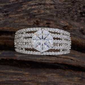Bague Groupe Géométrique Tendance en Cuivre et Alliage pour Fiançailles - Taille Unique - Product Image 1