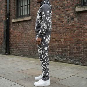 Conjunto Deportivo Urbano para Hombre, Diseño 3D con Lavado Ácido, Estilo Vintage Ecológico, Sudadera con Capucha y Pantalones Jogger con Estampado de Estrella de Ensueño, Color Gris - Product Image 3
