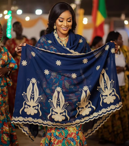 Chal de Mujer Multicolor con Estampado Floral, Ligero, Suave y Transpirable, de Algodón Voile, con Bordado y Pedrería para Uso Diario - Product Image 6