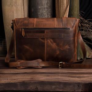 Sac messager vintage en cuir véritable souple de luxe unisexe fait à la main 18 pouces Cadeau personnalisé Sac pour ordinateur portable de bureau - Product Image 4