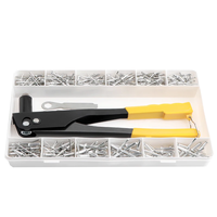 380 pièces Rivets aveugles têtes Kit attaché avec anti-dérapant main riveteuse pistolet outils à main ensemble de réparation 2.4mm 3.2mm 4.0mm 4.8mm